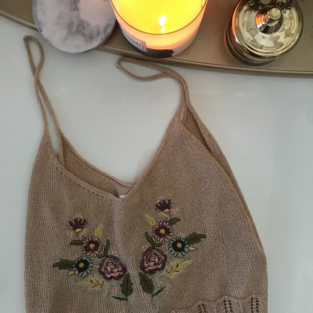 Coco and Jameson Knit Embroidered Tank Top